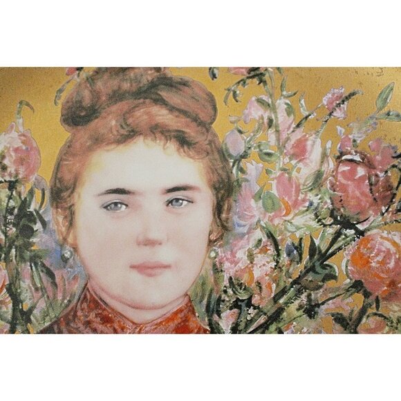 Vintage Edna Hibel Porcelain Collector Plate "Rose" - 1987 Flower Girl Series - Picture 5 of 8